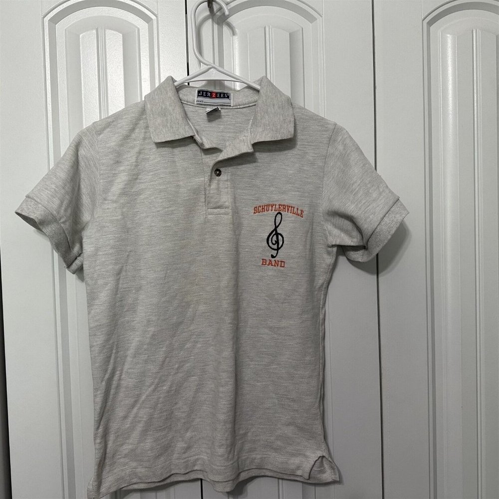 Vintage Jerzee's Polo Shirt School Band Embroidered Logo Youth Large